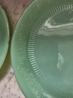 Fire-King Jadeite Alice Pattern Dinner Plates Set of 2 Anchor Hocking Green